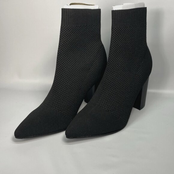Mia Black Shoes Strech Knit Pointed Toe Sock Ankle Booties Size 7.5 Elastic - Picture 1 of 8